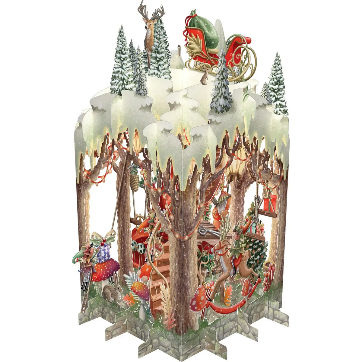 3D Popup Greeting Card Santa's Workshop Paper D'art