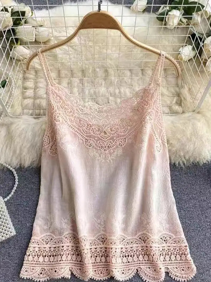 Elegant Lace Trim Tank Top