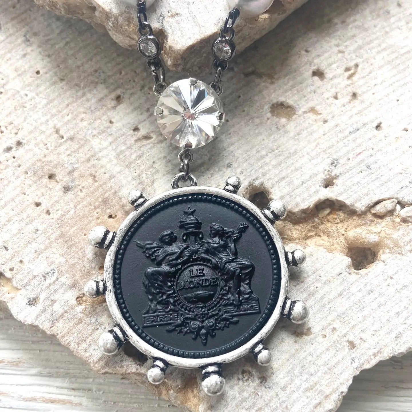 French Coin Pearl Necklace Boutique Coastal Jewelry