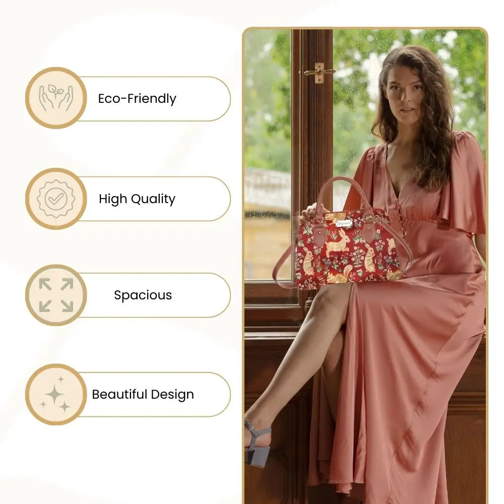 Conv-Forrd | Forest Life Red Top Handle Purse Handbag