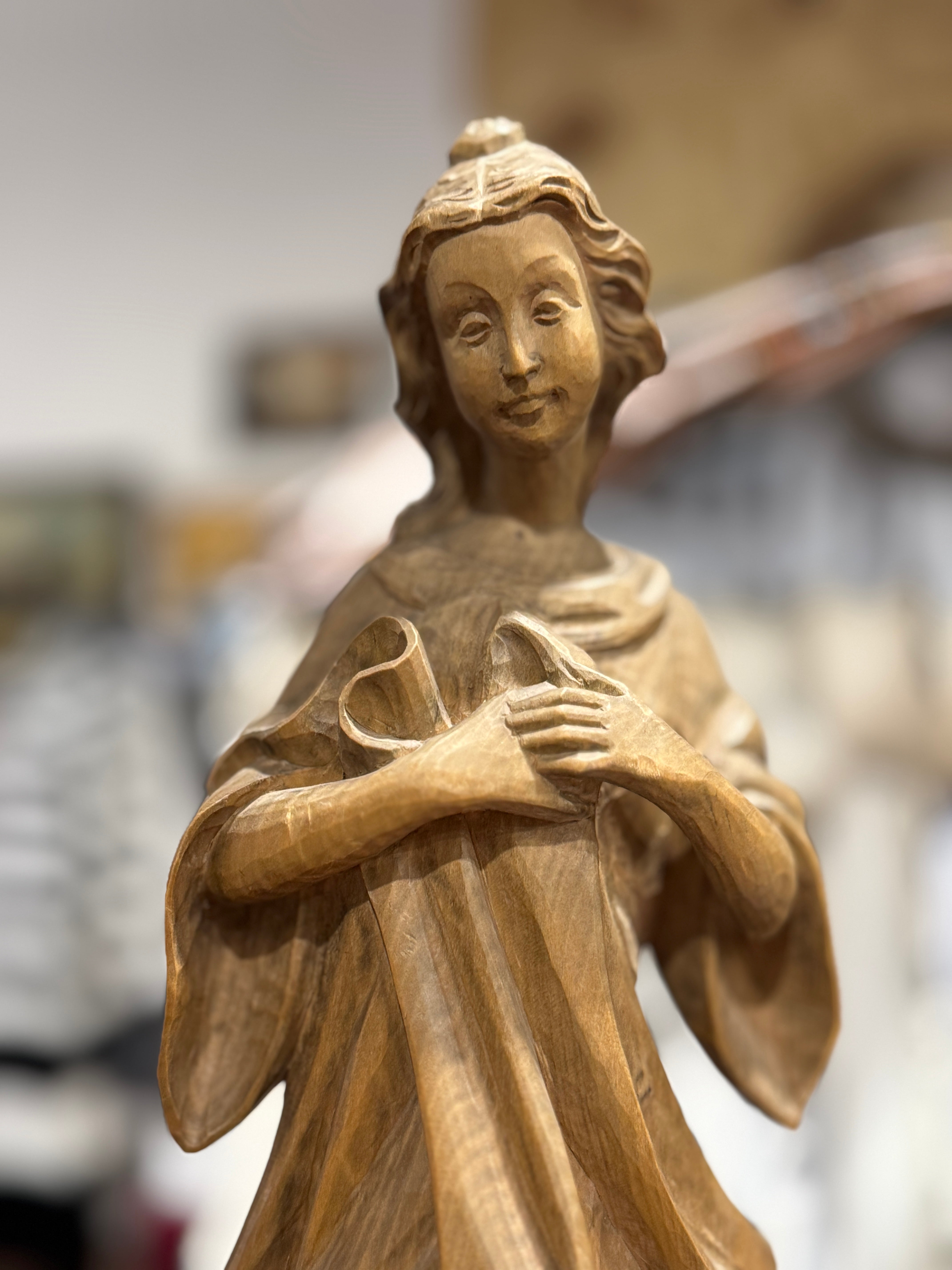 Antique German Carved Madonna  with Clasp Hands