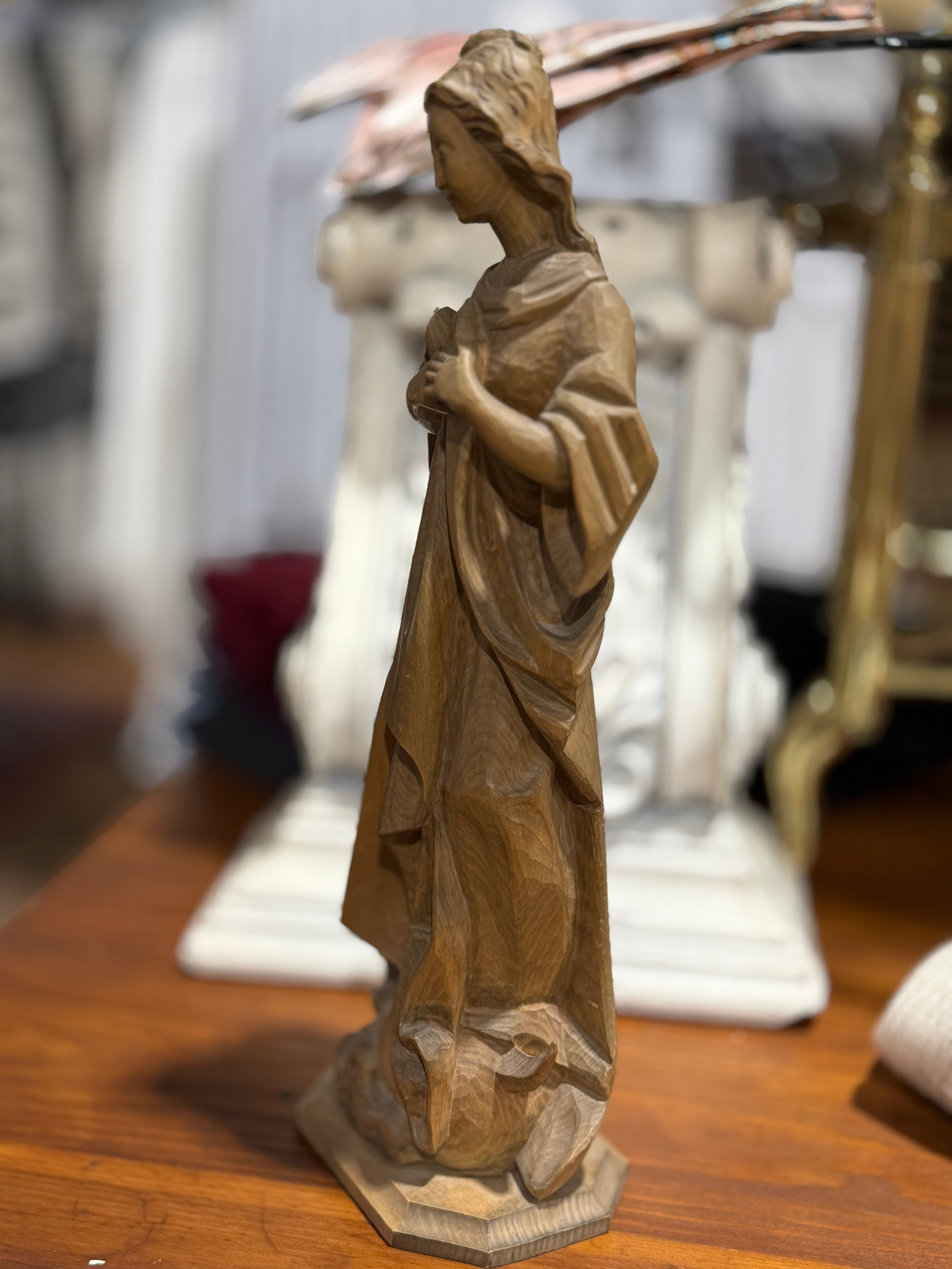 Antique German Carved Madonna  Wood