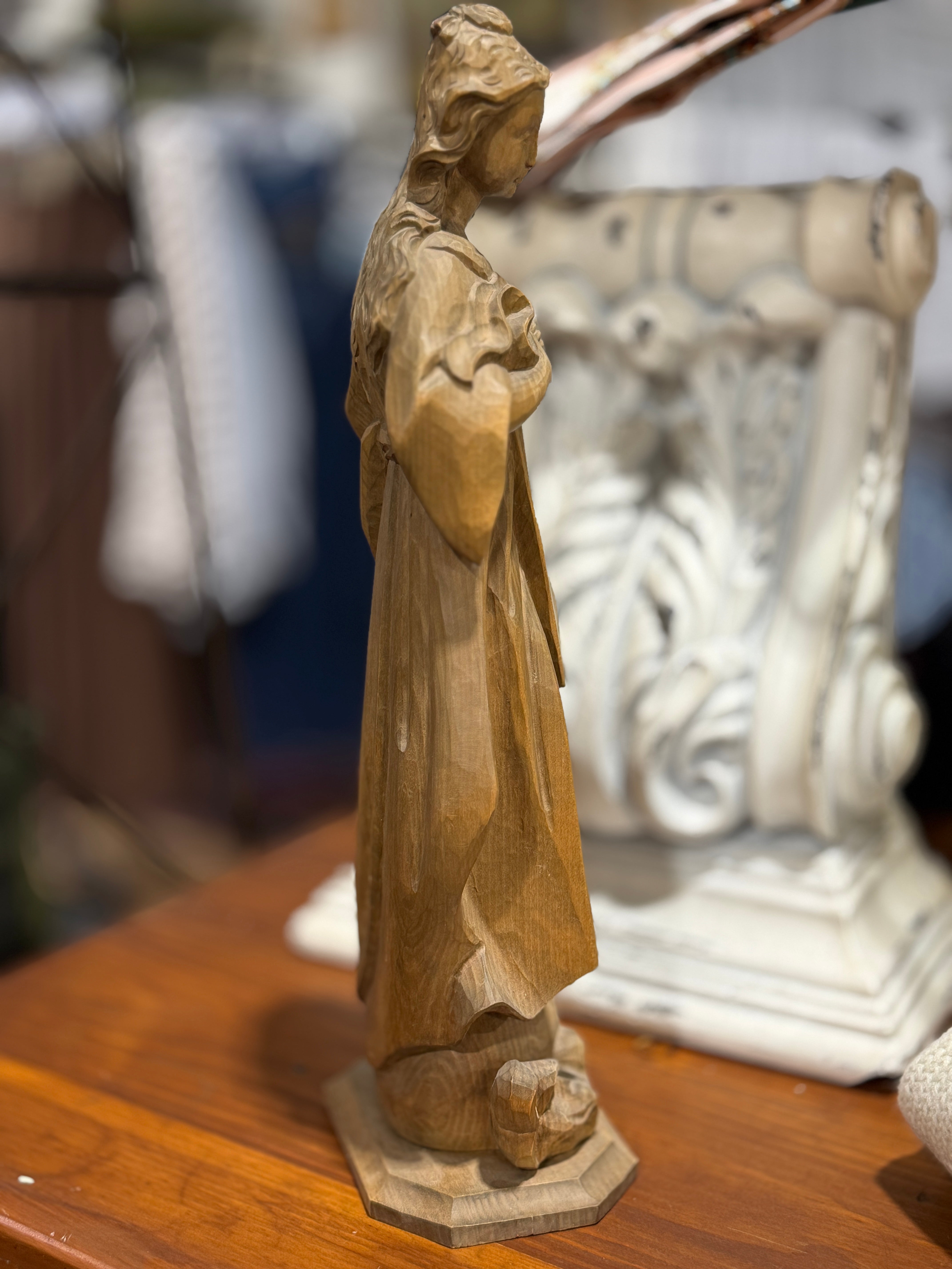 Antique German Carved Madonna  Intricate