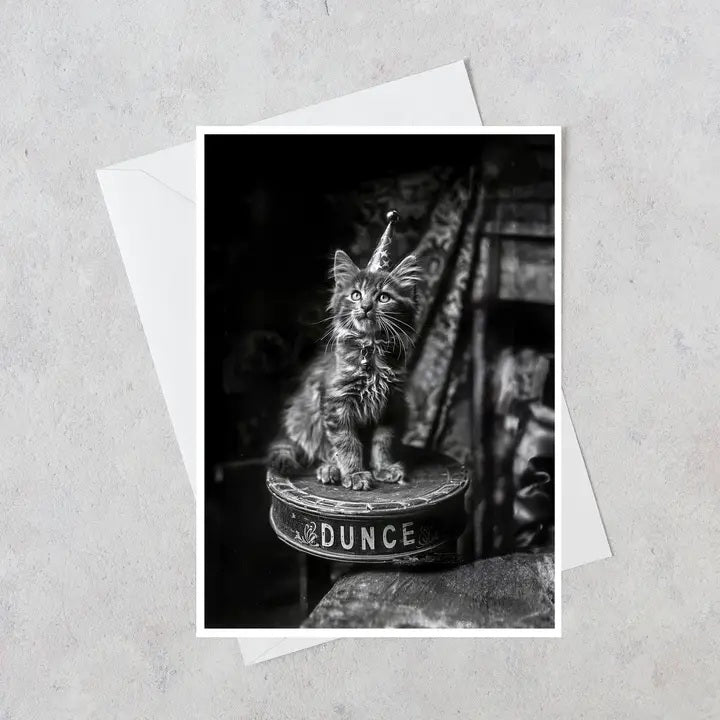 Bad Kitty in Dunce Hat Blank Card 95RD