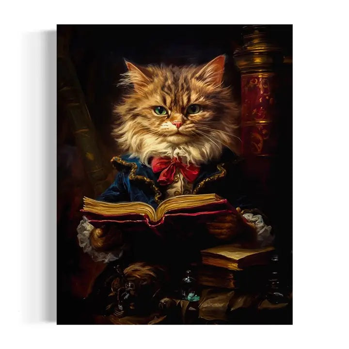Baroque Cat Reading A Book Art Print 19AS