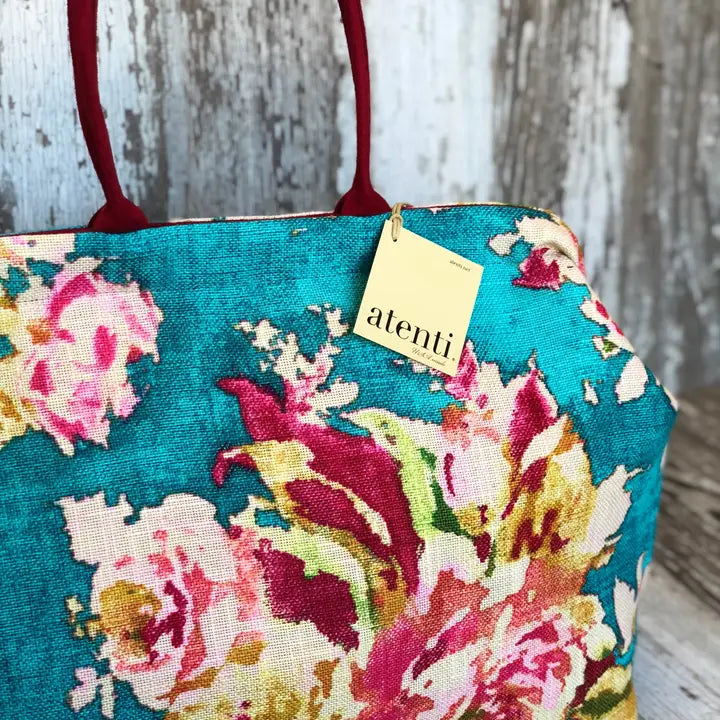 Blossom Blue Pioneer, Atenti USA Handmade, Foral Mary Poppins Snap Frame Bag Flowers