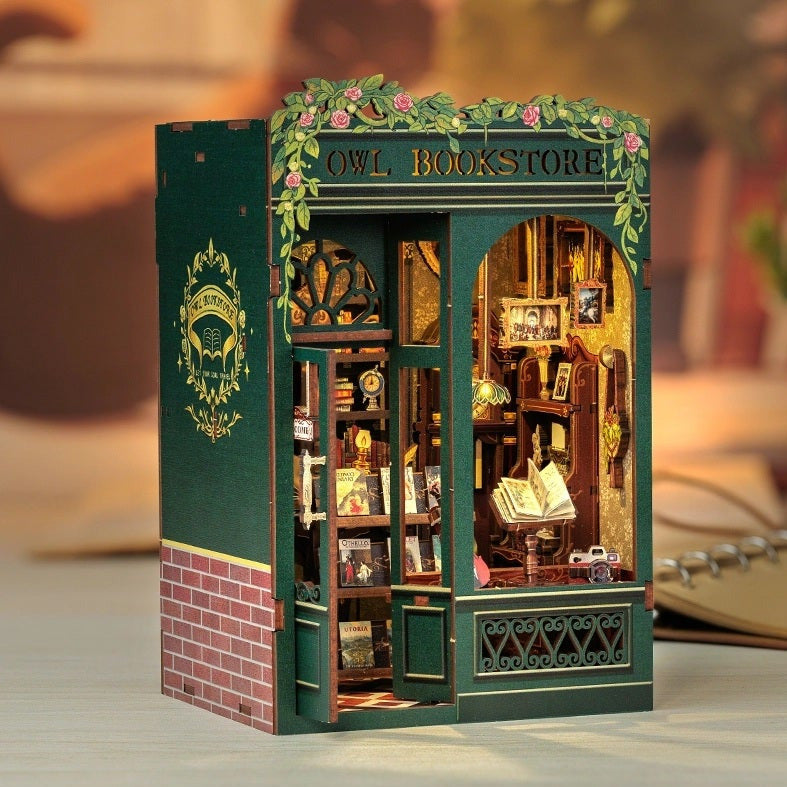 DIY Book Nook Kit: Owl Bookstore Side