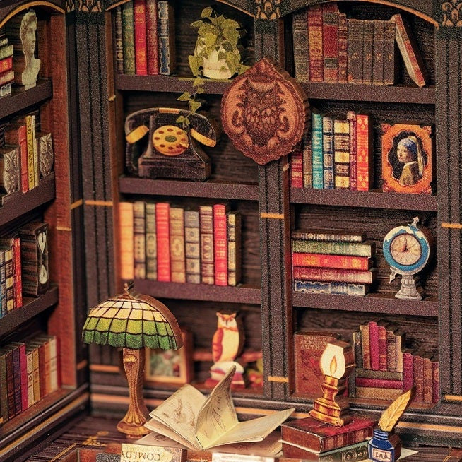 DIY Book Nook Kit: Owl Bookstore Pieces