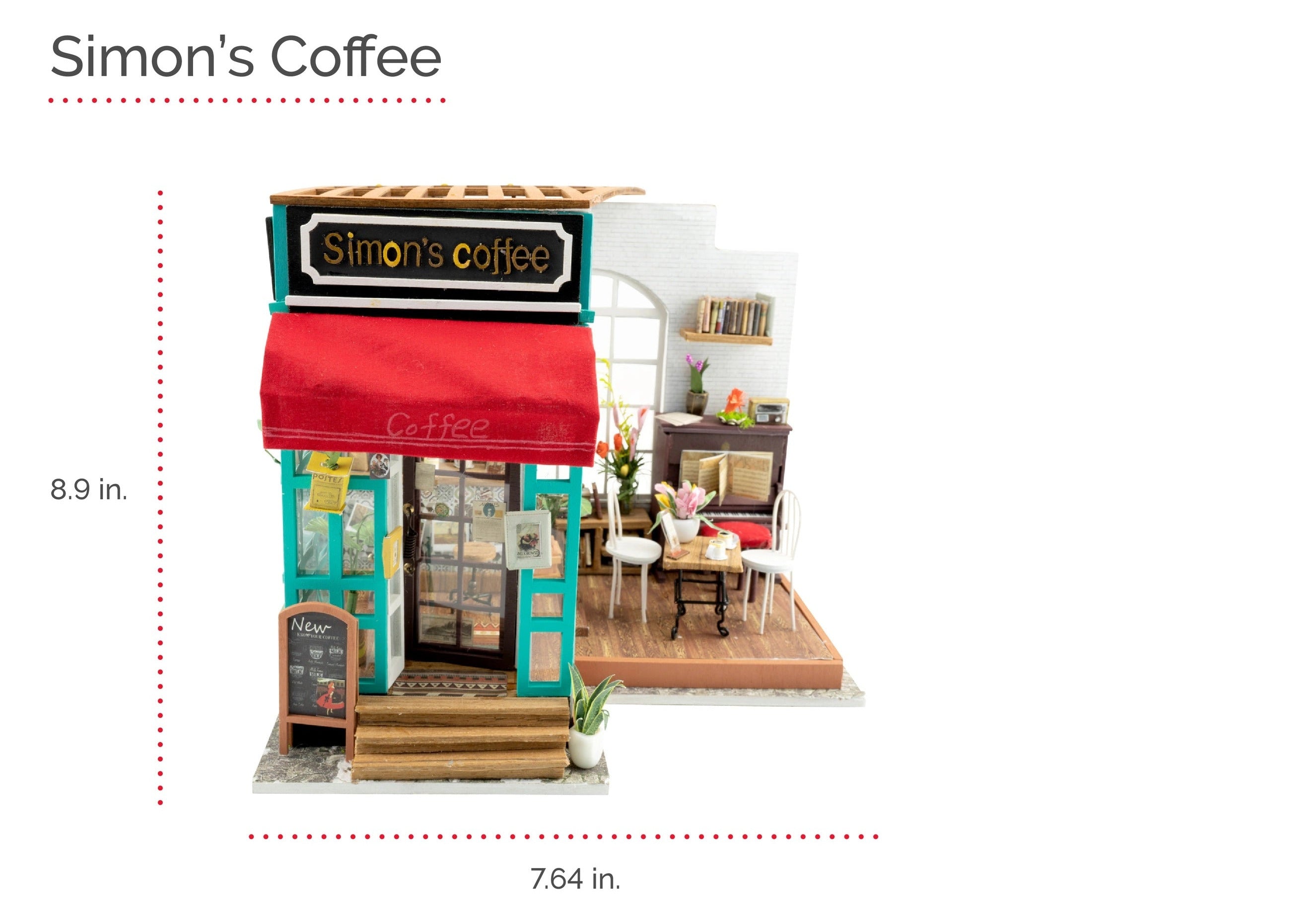 DIY Miniature House Kit: Simon's Coffee Dimension Size
