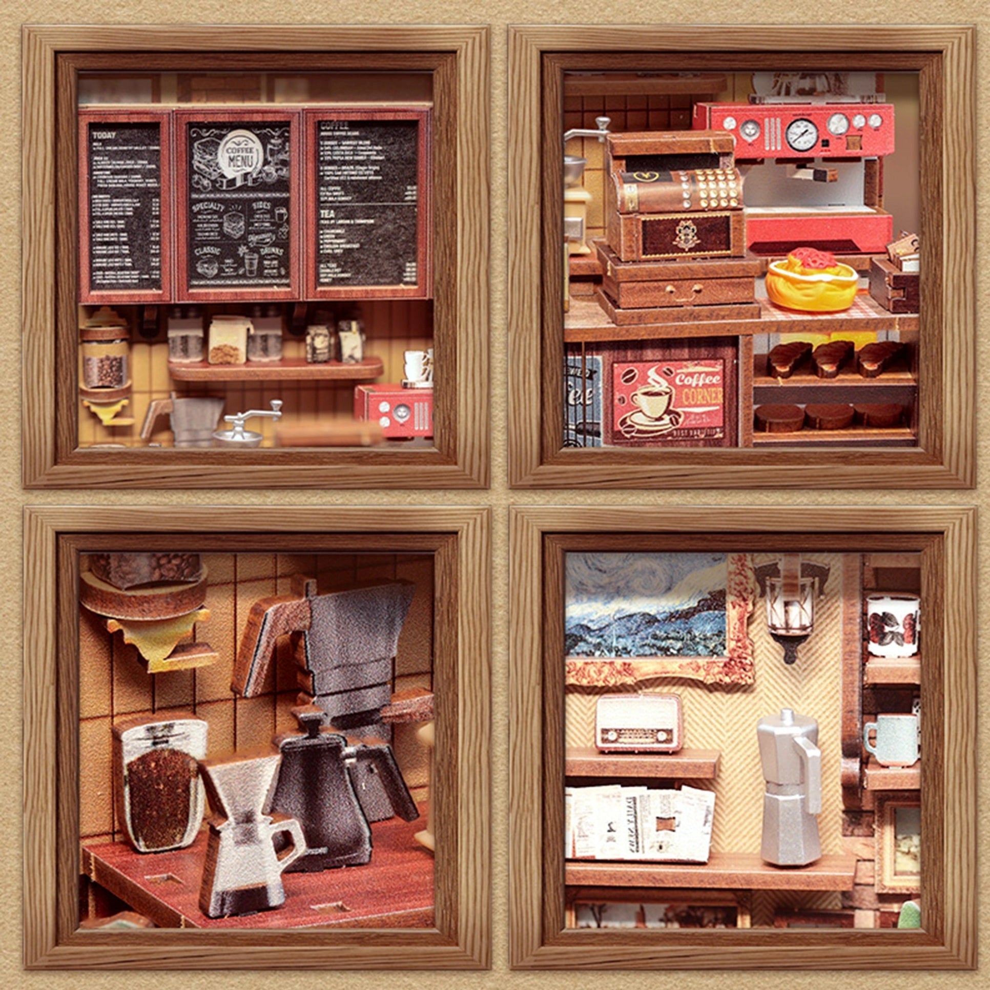 DIY Book Nook Kit: Corner Coffee Shop with Pieces