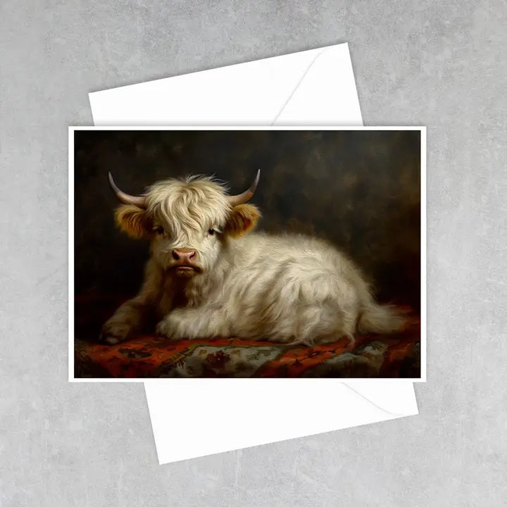 Highland Cow in Pendleton Blanket Greeting Card 50AS