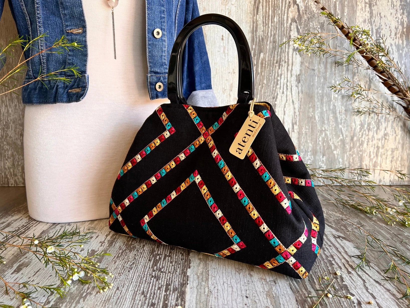 Indi Pop Divina Bag- Atenti Handmade USA Convertible Embroidered Handbag