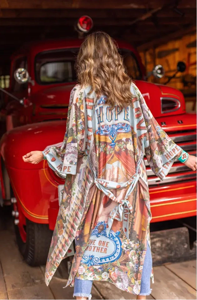 Love Language Opera Duster Kimono Robe w Faith, Hope Market of Stars