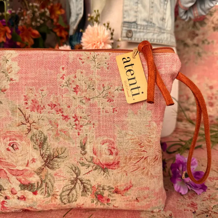 Rosewood Grand Pouch - Atenti USA Made Pink Floral
