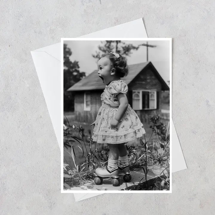 Sally On Roller Skates Blank Card 140RD