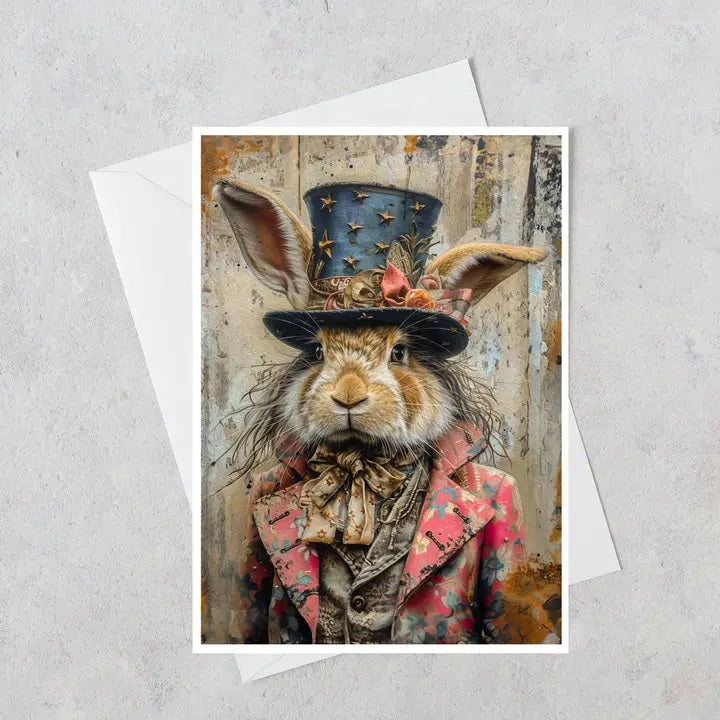 The Dapper Hare Extraordinaire Blank Greeting Card 84AS