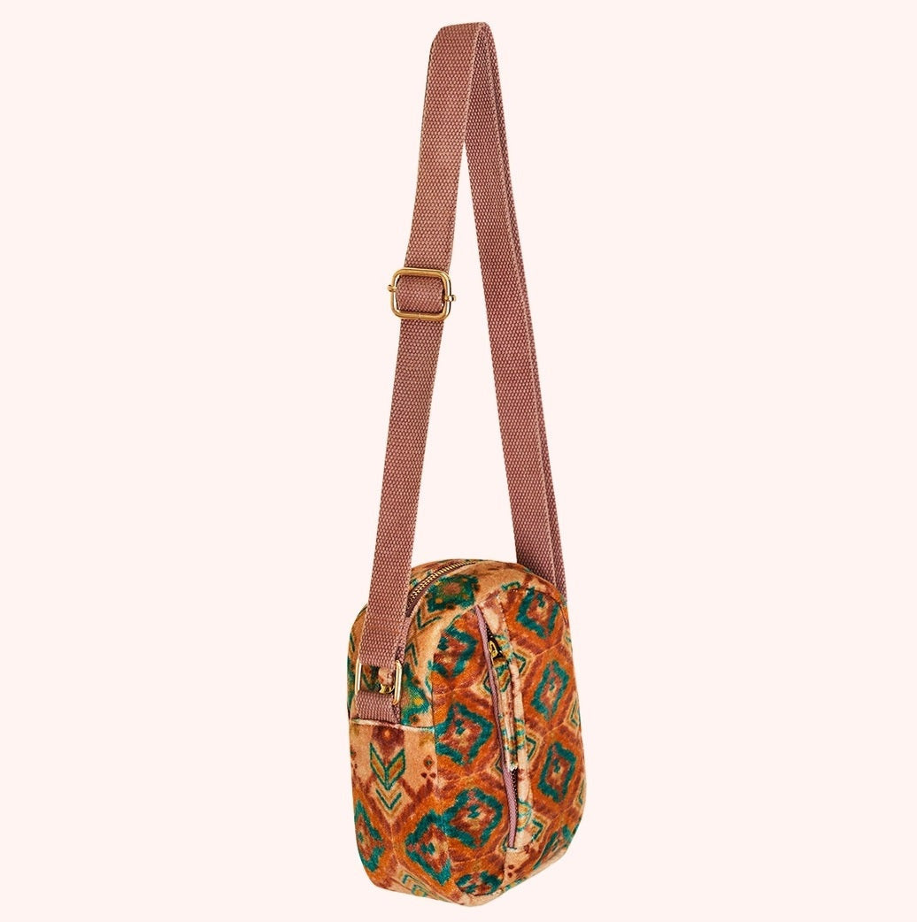 Velvet 'out & About' Bag - Warm Cream Ikat