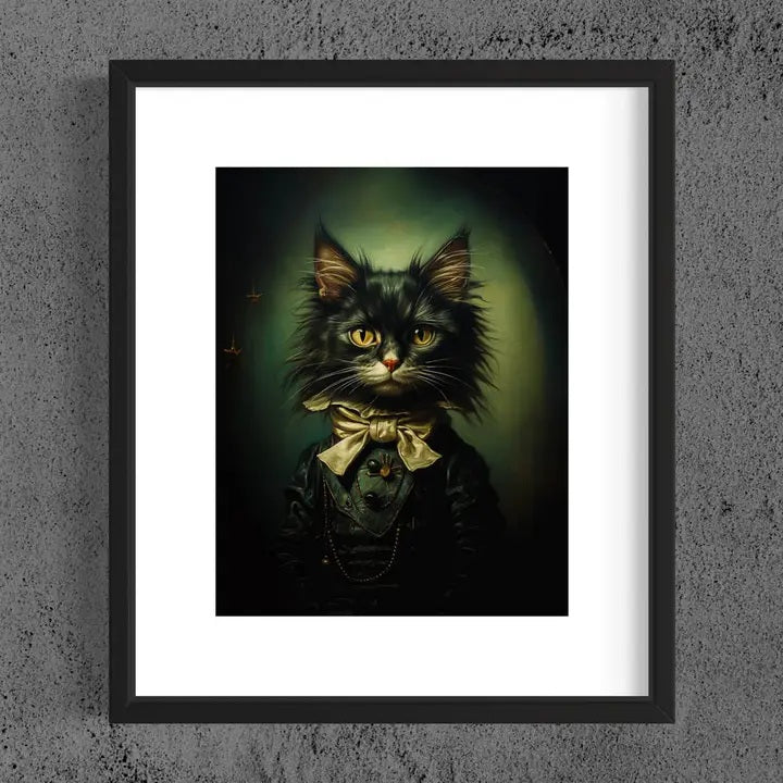 Gentleman Cat Vintage Portrait Wall Art 31AS Framed