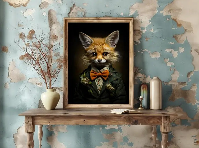 Gentleman Fox in Flower Suit Wall Decor 133AS Decorative