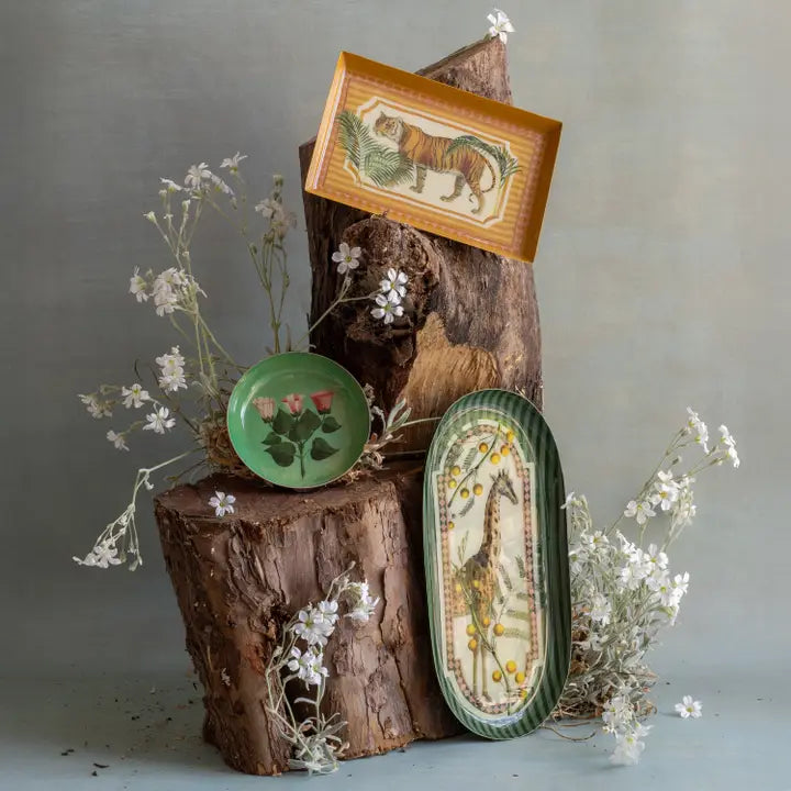 Oval Enamel Tray - Giraffe