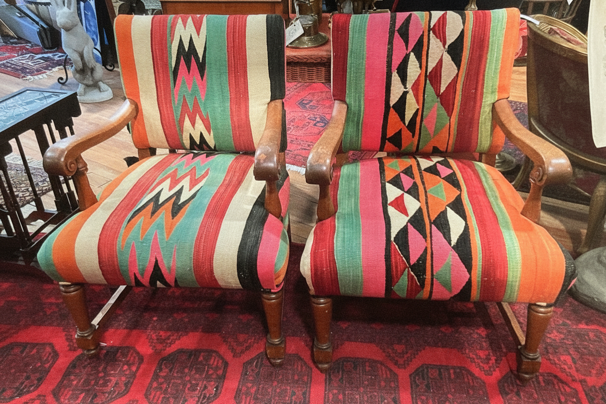 BM Pair of American Oak Chairs Vintage
