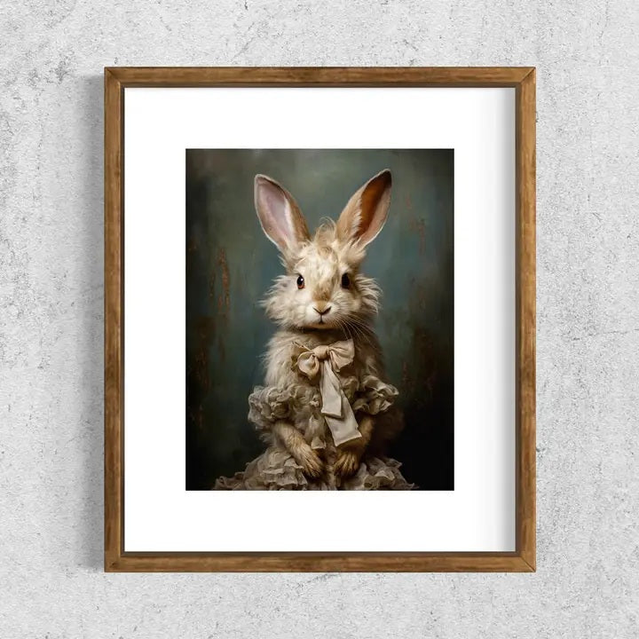 Victorian White Rabbit, Emily Bunny Art Print 38AS Framed