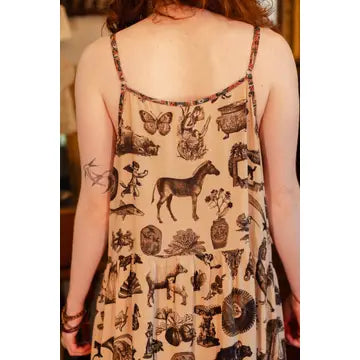 Curiosities Bohéme Maxi Slip Dress w/ Whimsical Print by Market of Stars