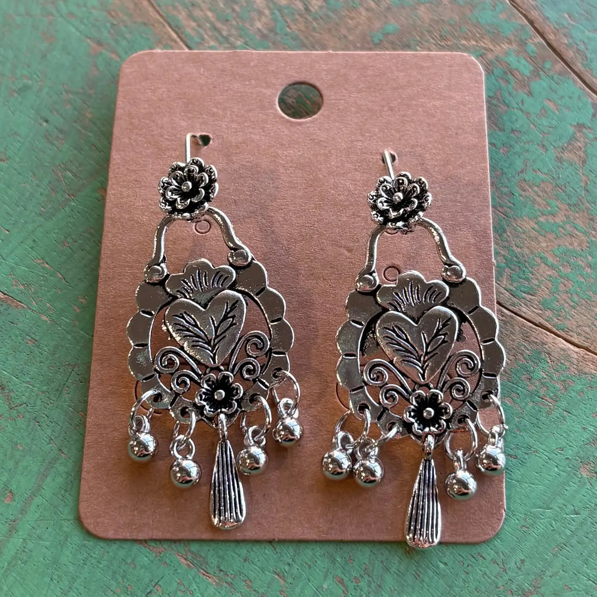 Flower Tassel Alloy Dangle Earrings
