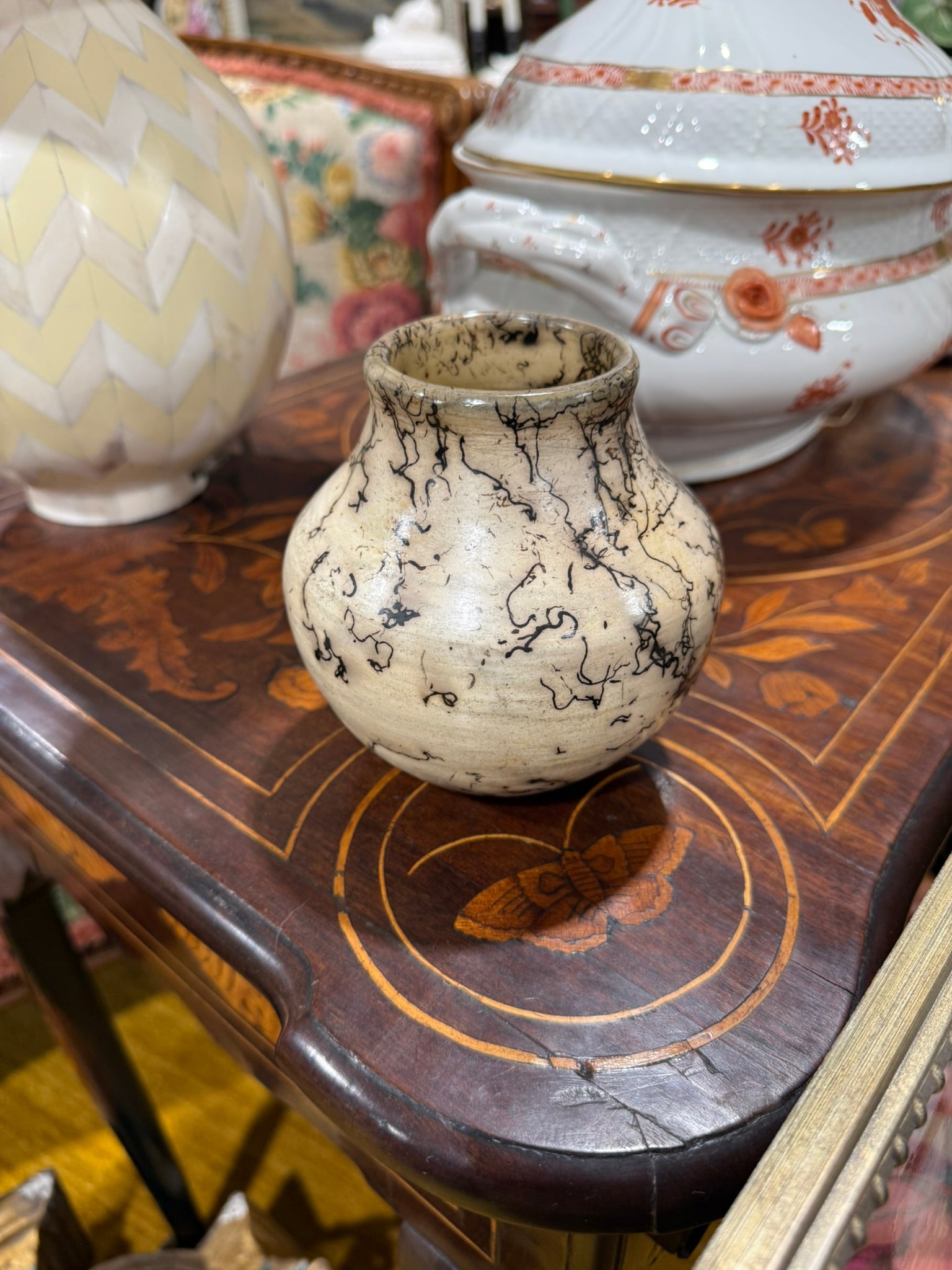 Hand-Thrown Horsehair Raku Pottery Vase