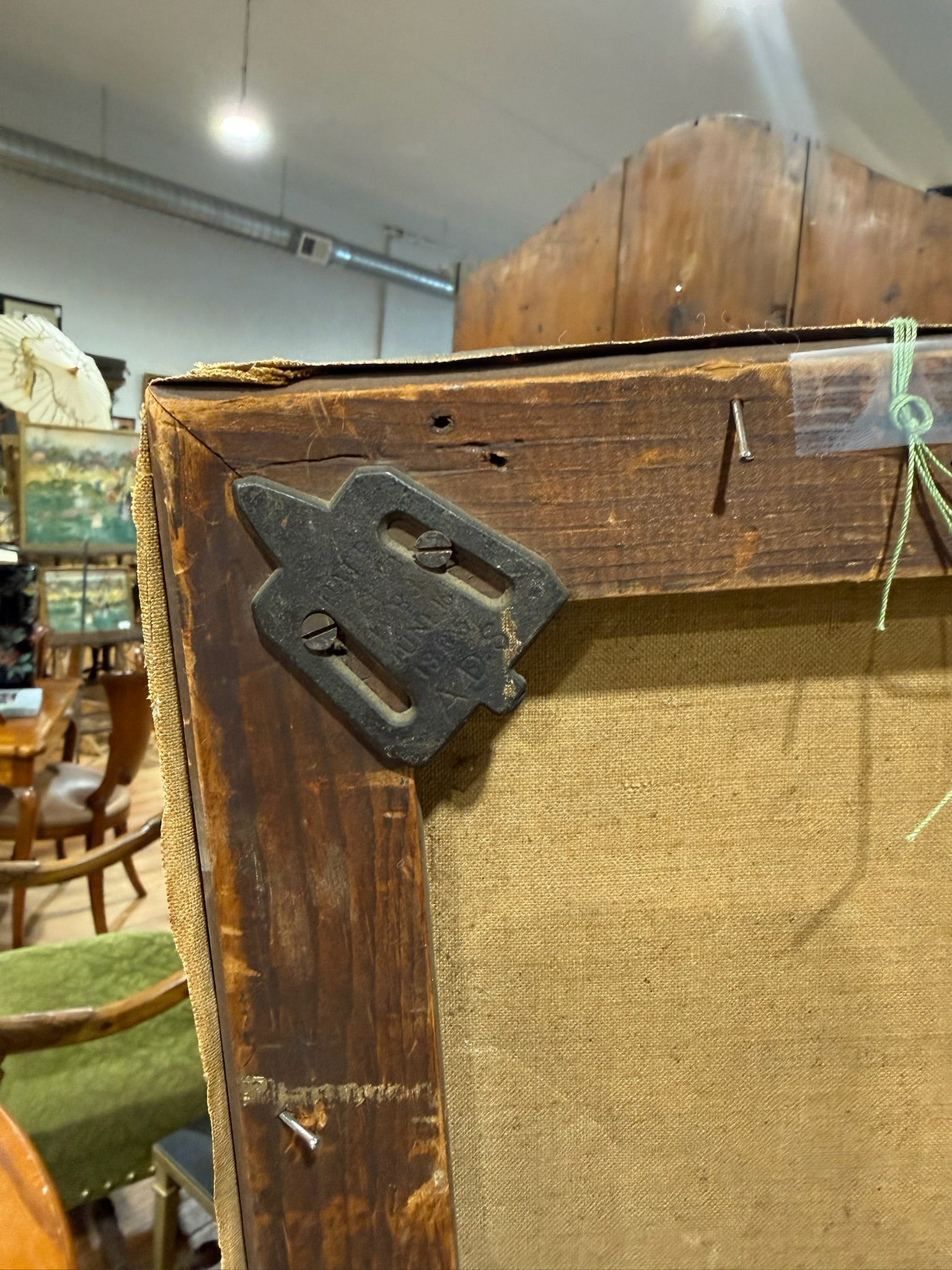 Antique American Oil Painting - Girl feeding pet goat