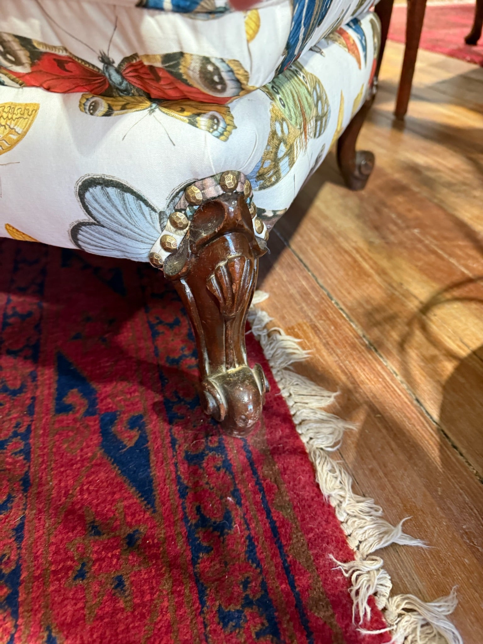 Designer Fabric Antique Ottoman