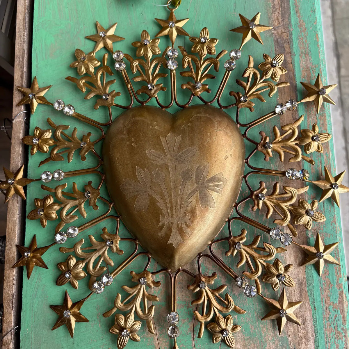 Jeweled Stars Large 14 Sacred Heart Ornament