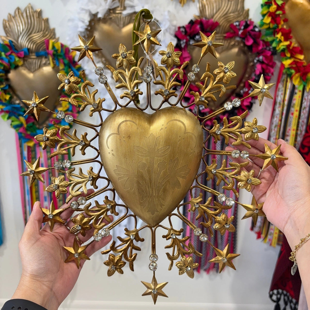 Jeweled Stars Large 14 Sacred Heart Ornament
