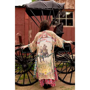 Love Revolution Opera Duster Kimono Robe w/ Horse & Florals by Market of Stars