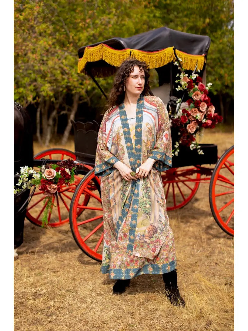 Love Revolution Opera Duster Kimono Robe w/ Horse & Florals by Market of Stars