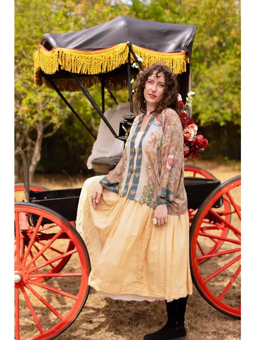 Love Revolution Pixie Crop Kimono w/ Sun, Horse & Florals by Market of Stars