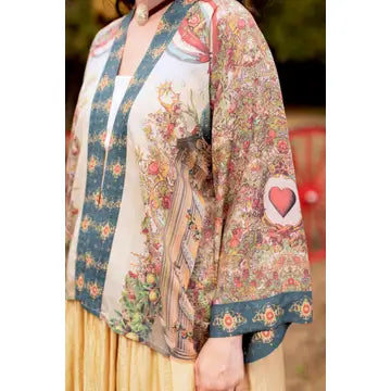 Love Revolution Pixie Crop Kimono w/ Sun, Horse & Florals by Market of Stars