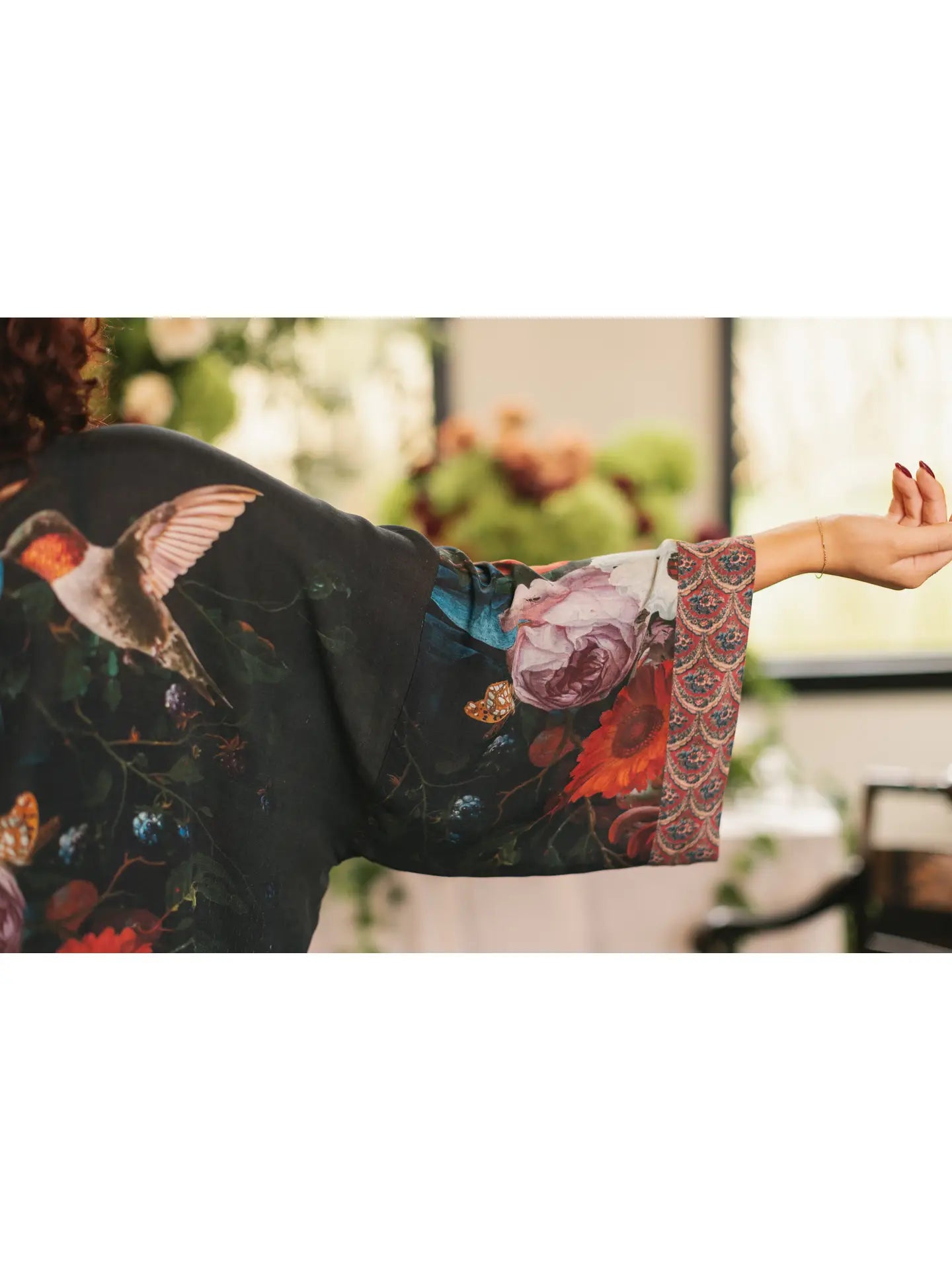 Market of Stars Flight of Fancy Opera Duster Kimono Robe Hummingbird Print