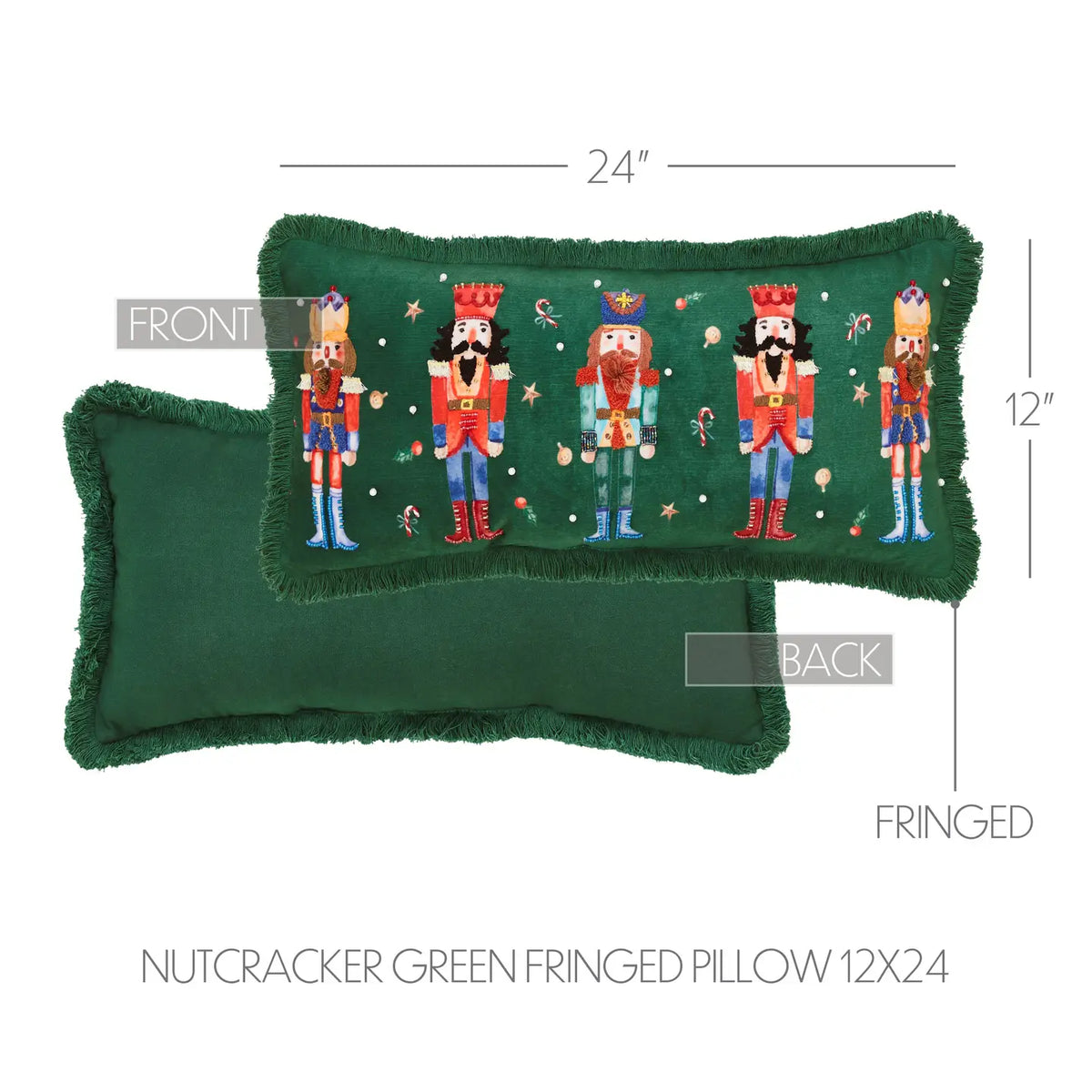 Nutcracker Green Fringed Pillow 4