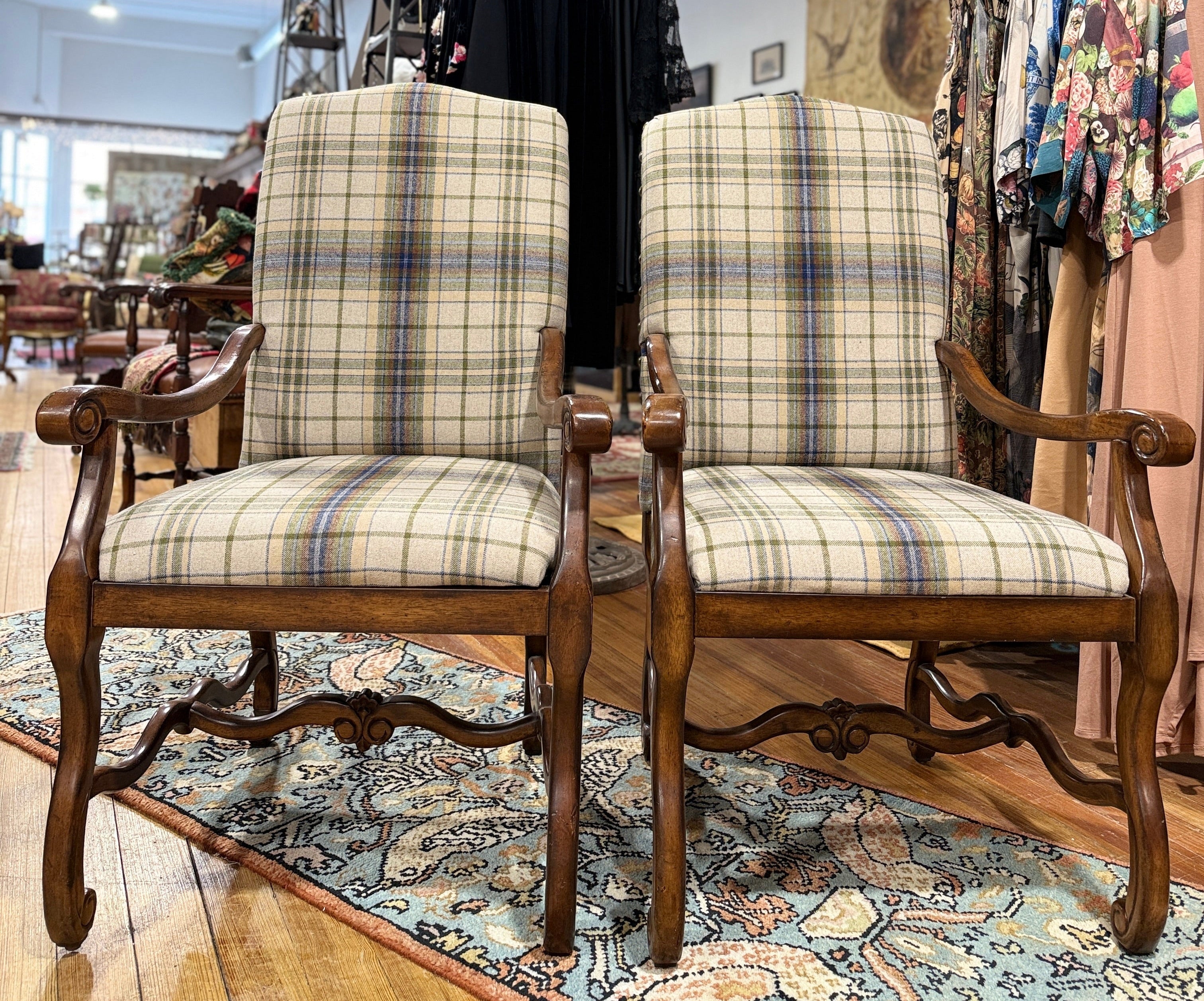 Pair of Vintage Upholstered Arm Chairs 
