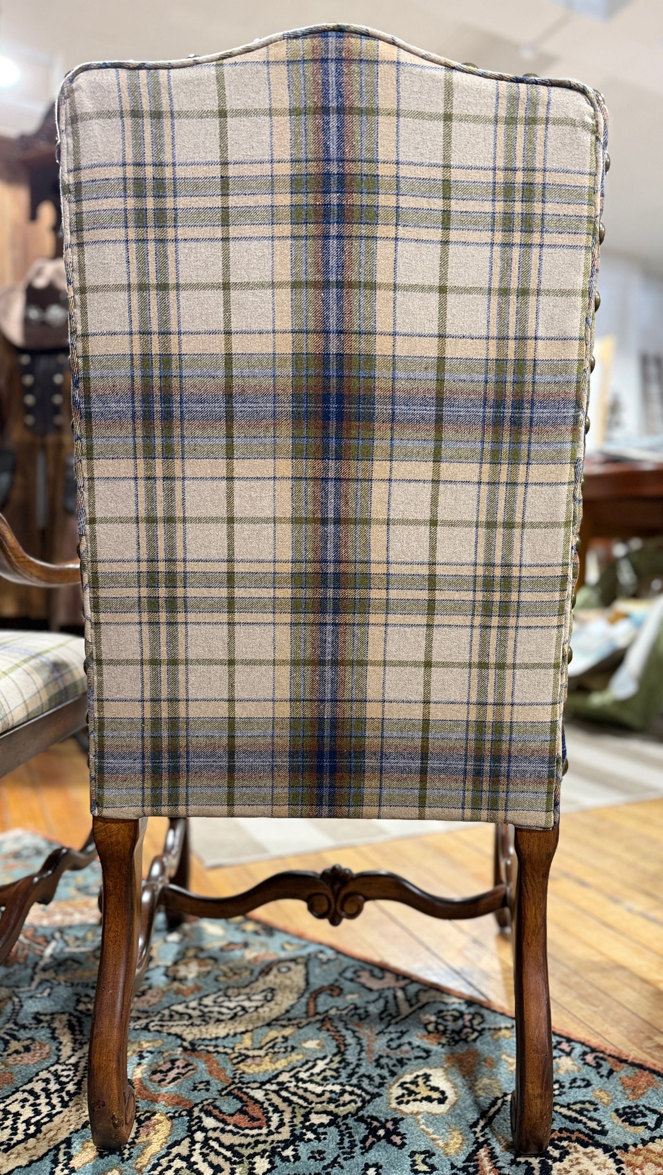 Pair of Vintage Upholstered Arm Chairs Back
