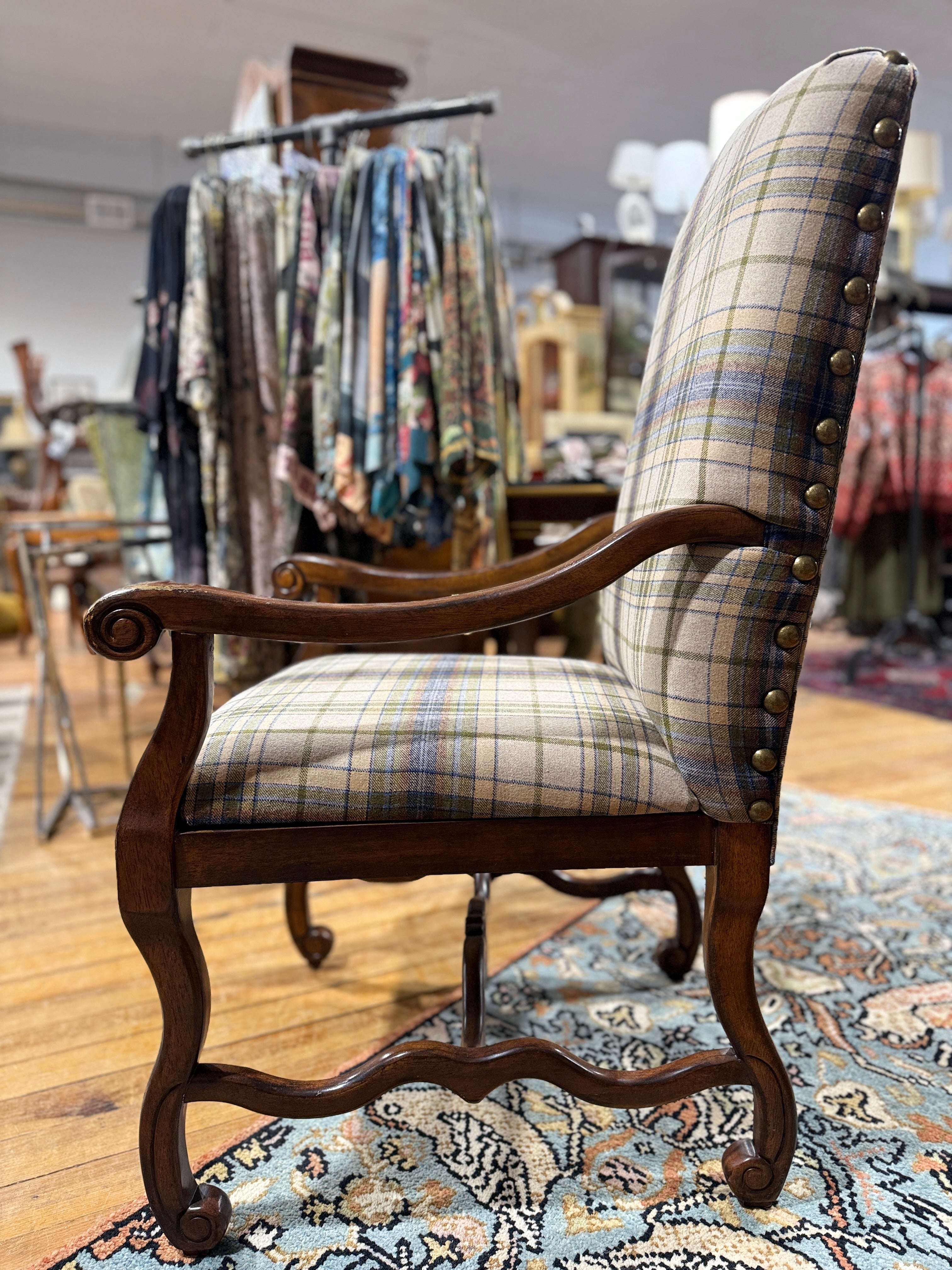 Pair of Vintage Upholstered Arm Chairs Side
