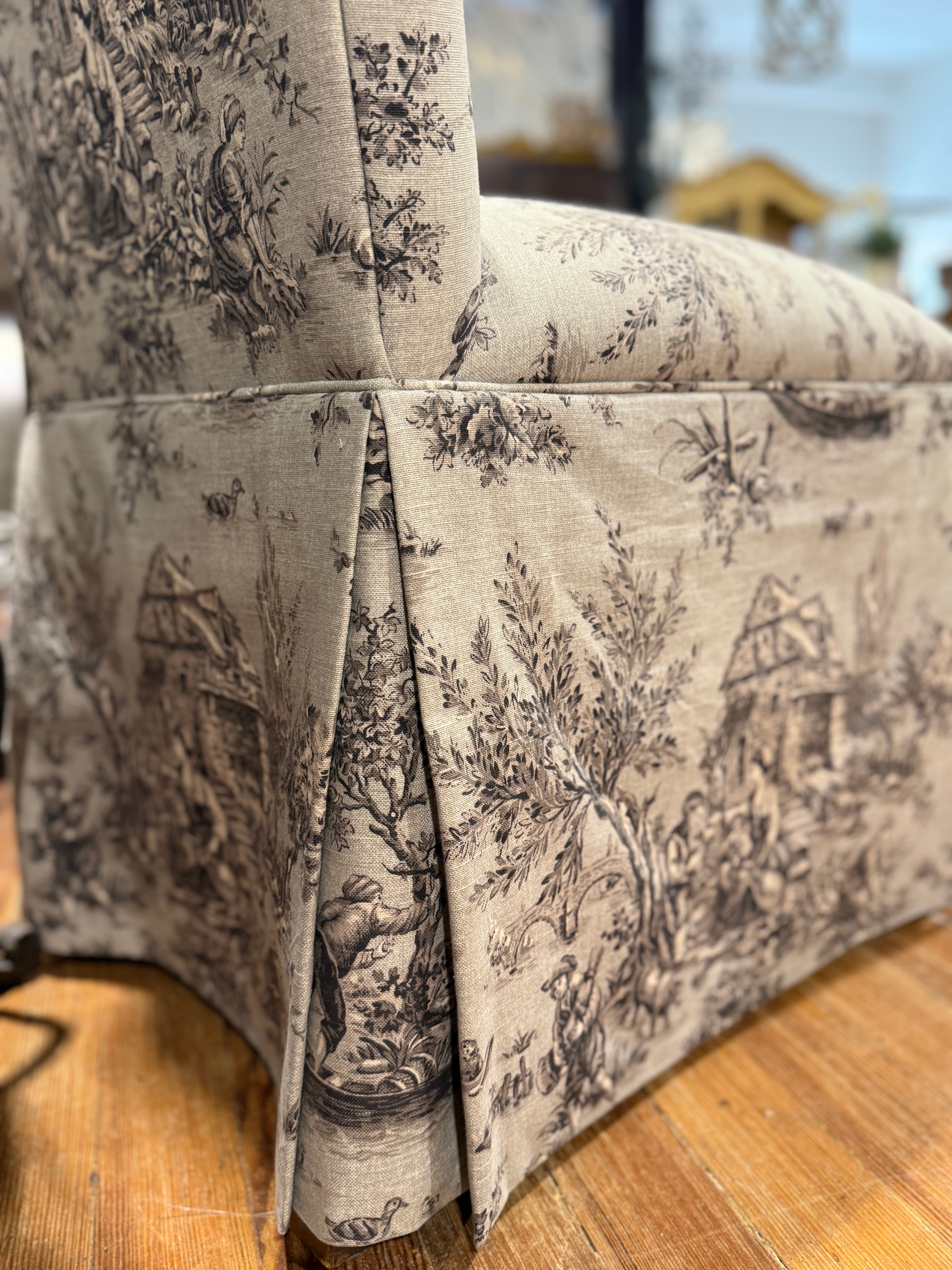 Cottage Countryside Skirted Toile Slipper Chairs