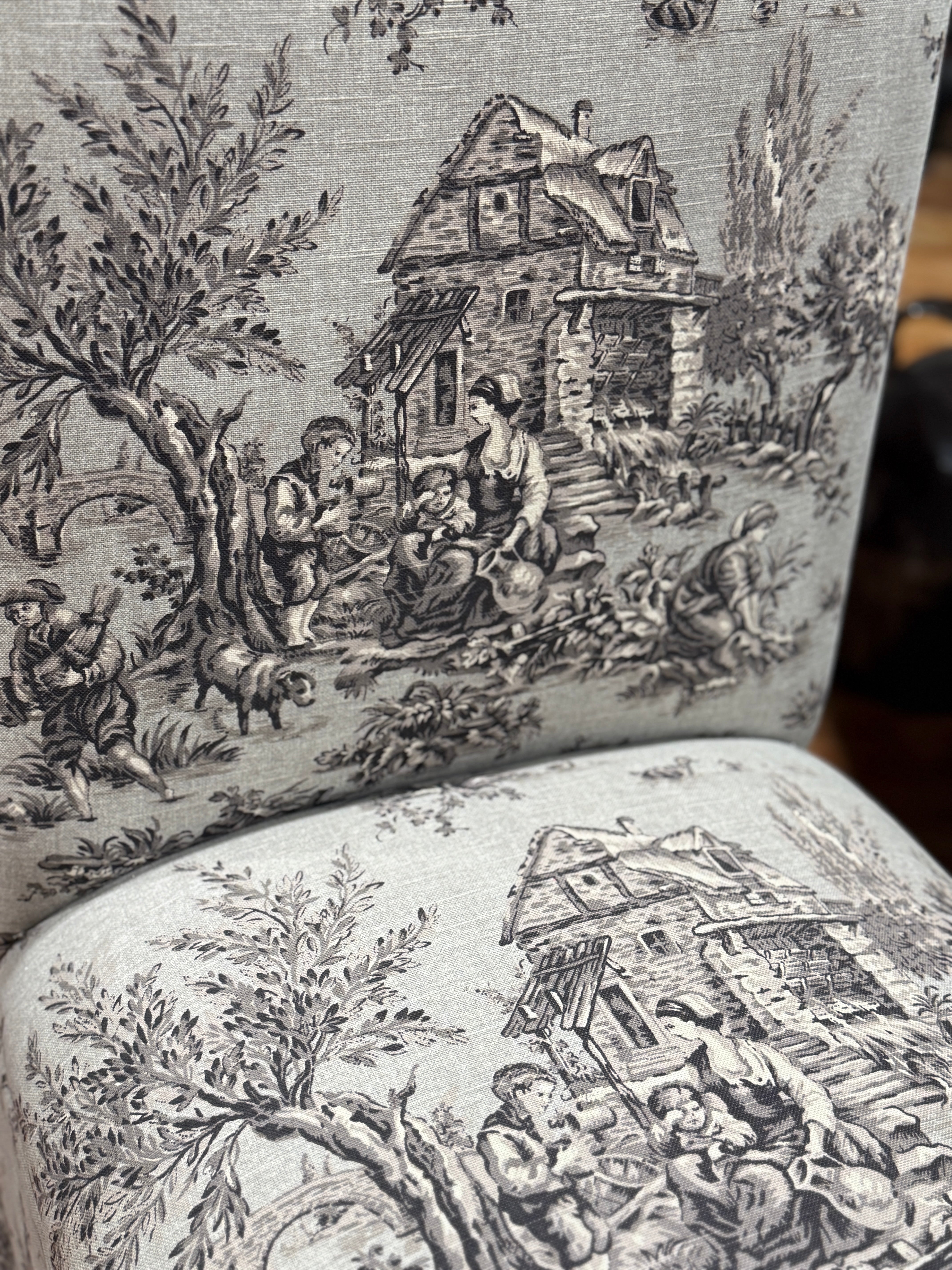 French Country Skirted Slipper Chairs