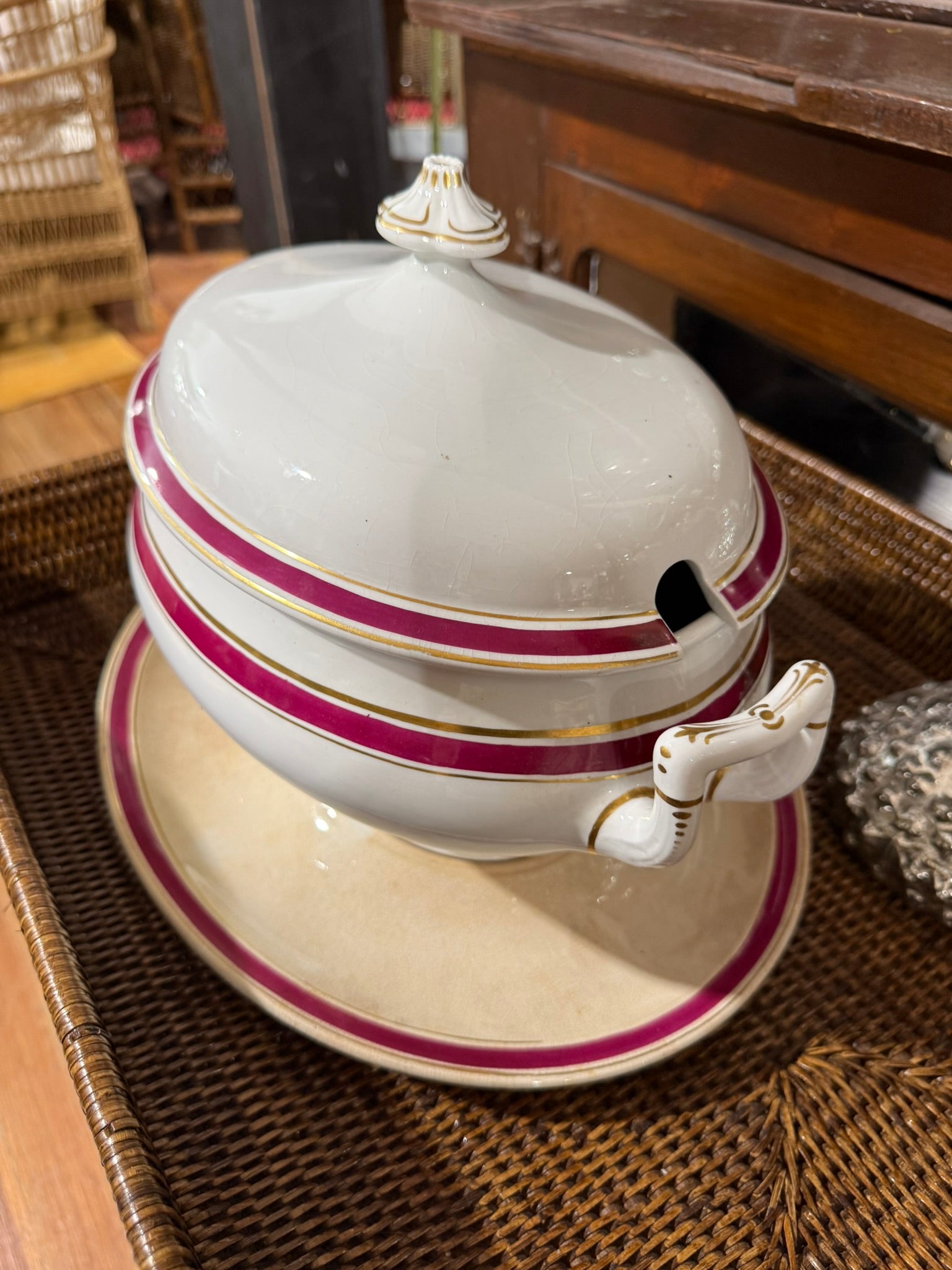Porcelain Soup Tureen and Under Plate 3