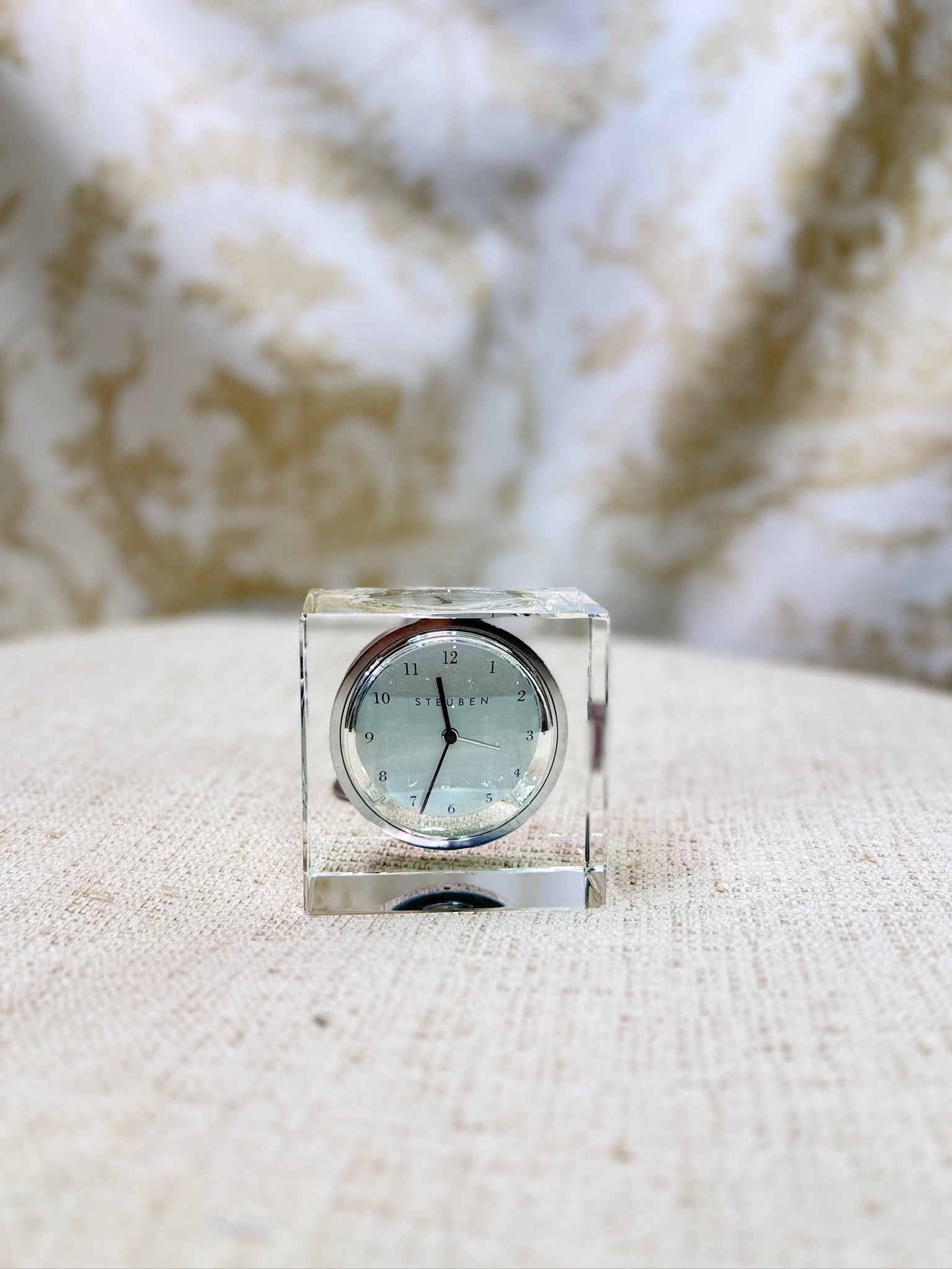 Heavy Steuben Crystal Desk Clock