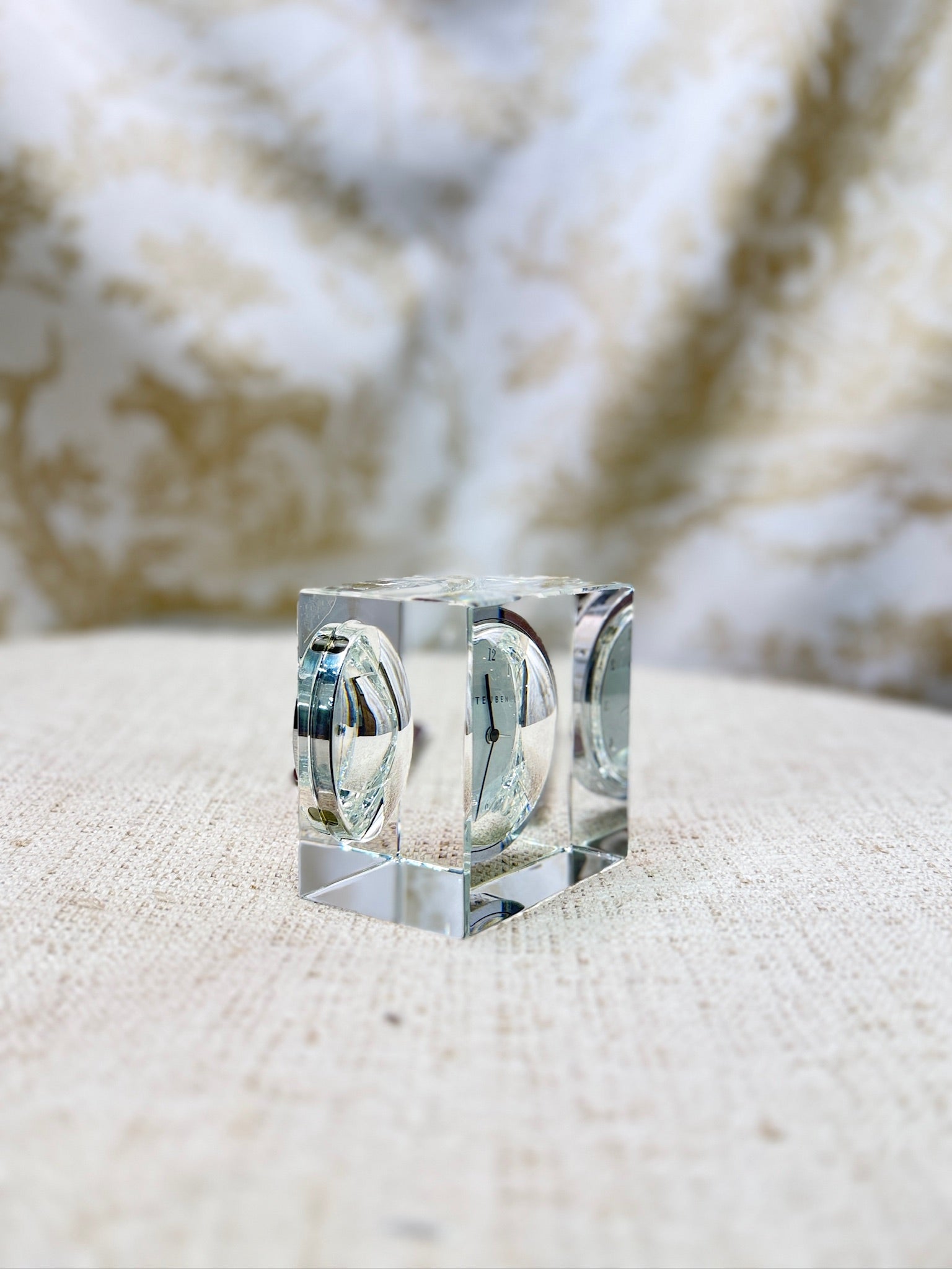 Heavy Steuben Crystal Desk Clock