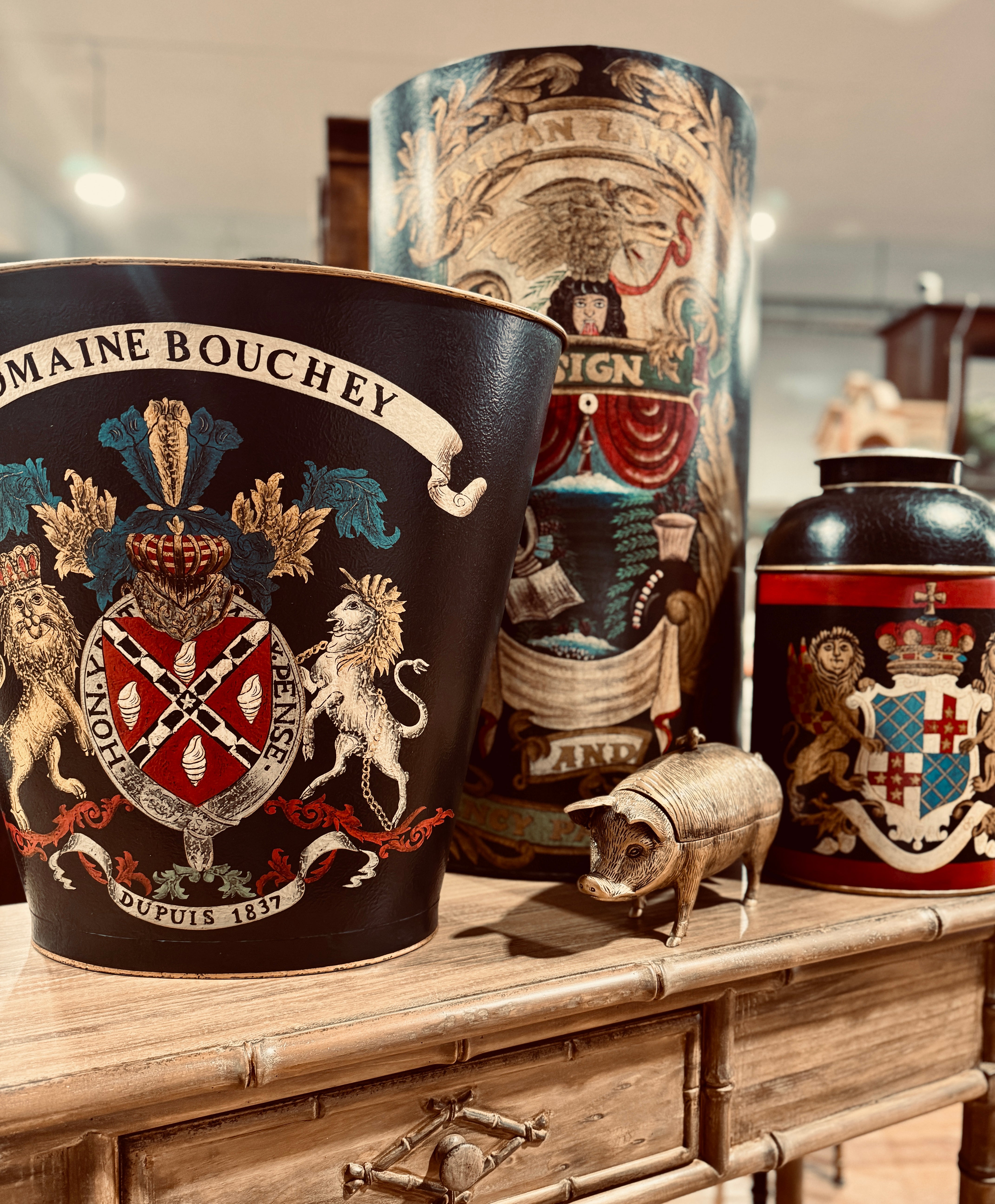 Vintage-Inspired Hand Painted Tea Canister