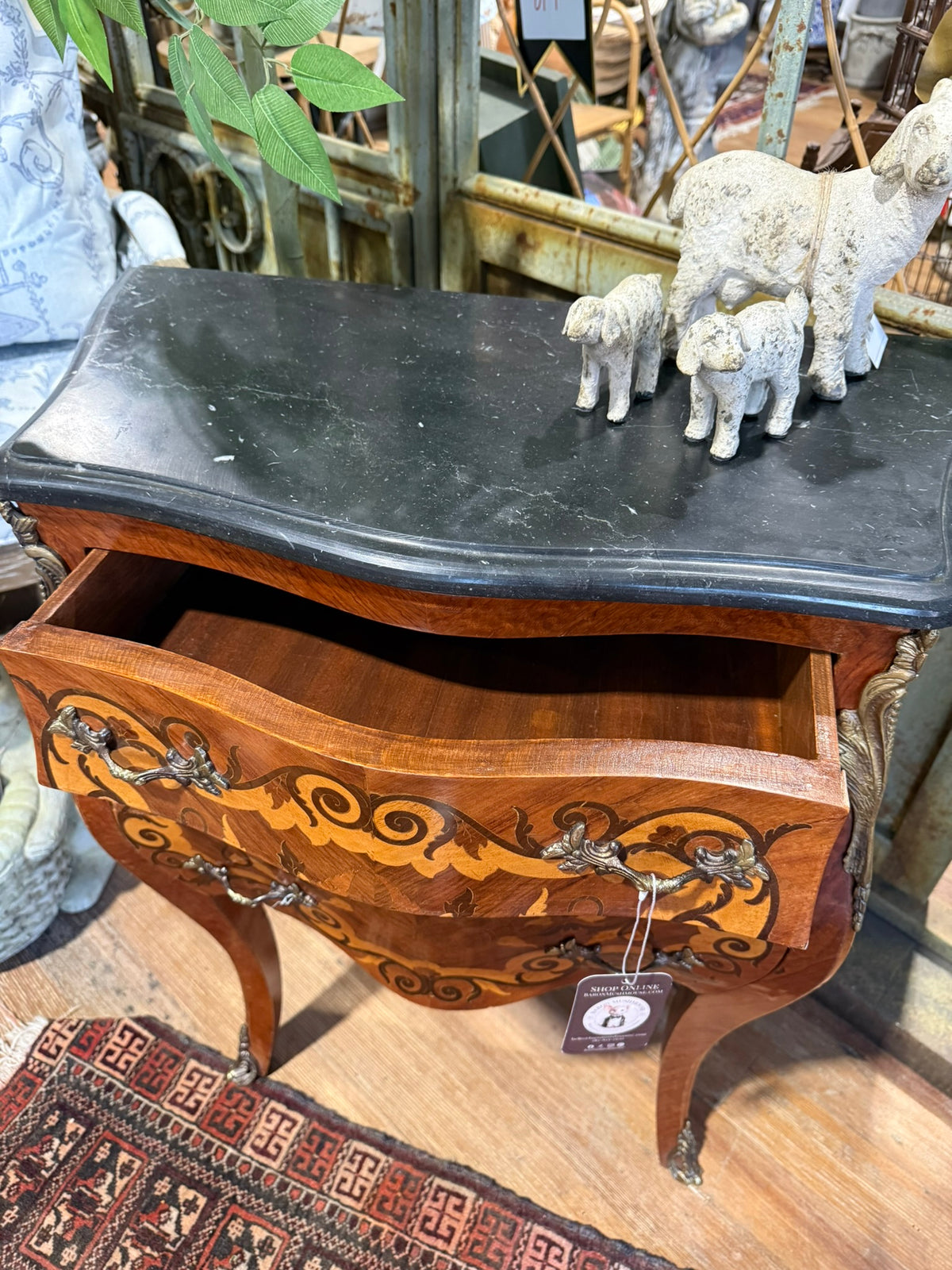 Vintage French Louis XV-Style Bombe Commode with Marble Slab Top 6