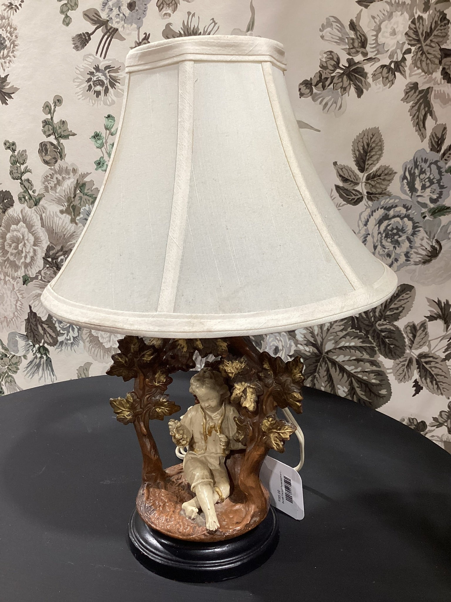 Vintage French Renaissance Lamp Boy Eating Grapes